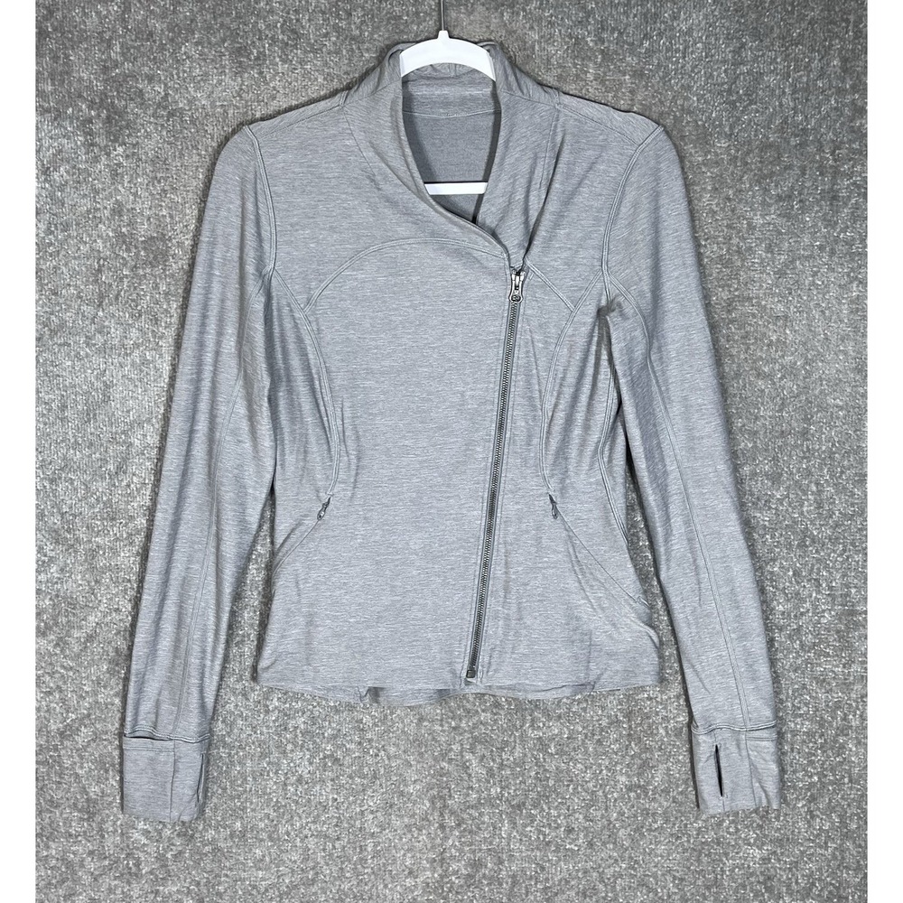 Lululemon Precision Jacket Womens Sz 8 Heathered Battleship Gray Stretch Pockets